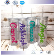 500ml Double Wall Customized Plastic Tumblers Printed with Logos